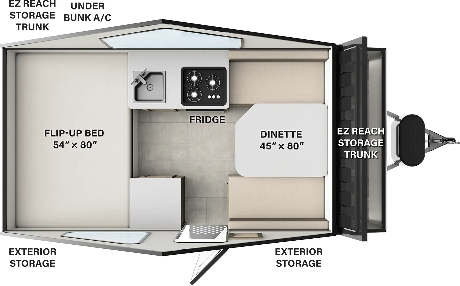 Flagstaff Hard Side Pop Up Campers T12ST Floorplan